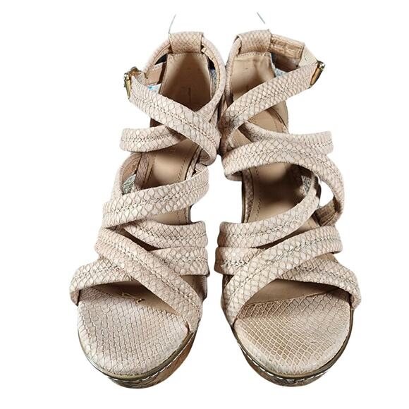 Sole Society Platform Wedge Heel Beige Strappy Sandals Womens 10B/EU40 Shoes EUC - Picture 4 of 11